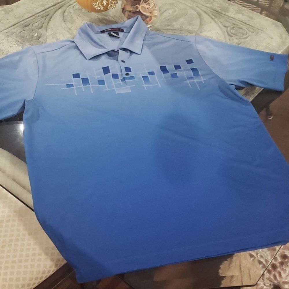 TIGER WOODS Men's OMBRE BLUE GOLF Polo SHIRT M